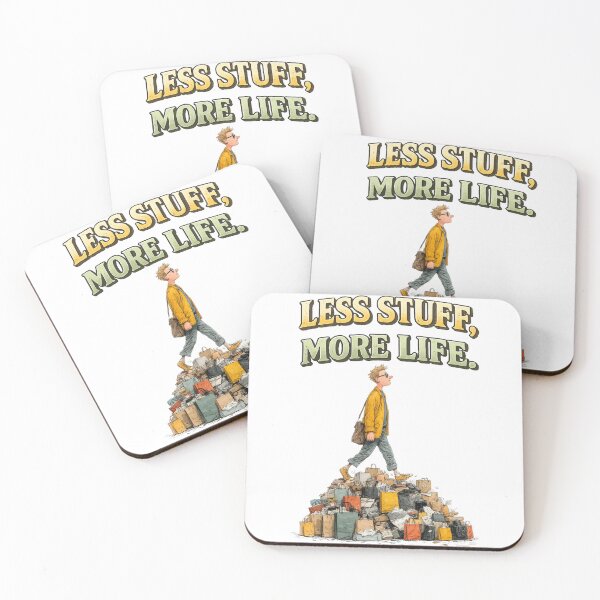Item preview, Less Stuff More Life Minimalist Quote designed and sold by rocknrollstyles.