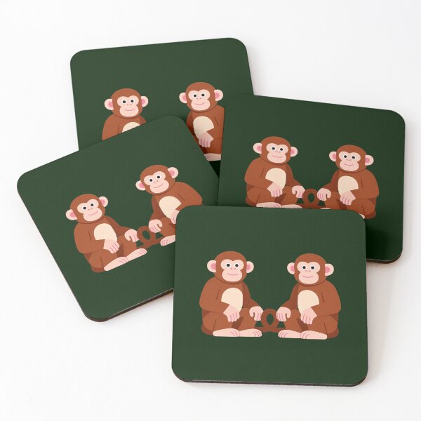 Item preview, Eternal Bond Monkey Friends - Cute Heart Tail Friendship & Love Illustration designed and sold by Yasmine Mohammed.