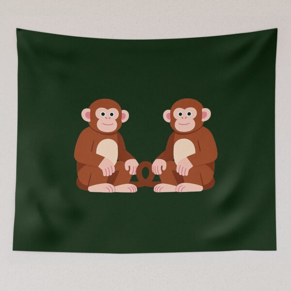 Item preview, Eternal Bond Monkey Friends - Cute Heart Tail Friendship & Love Illustration designed and sold by Yasmine Mohammed.