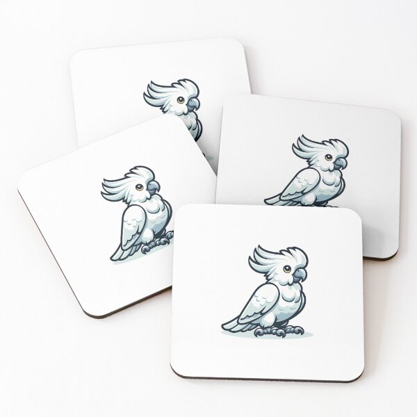 Item preview, A stylized illustration of a white parrot with a fluffy crest and expressive eyes, showcasing creativity. designed and sold by cave-canvas.