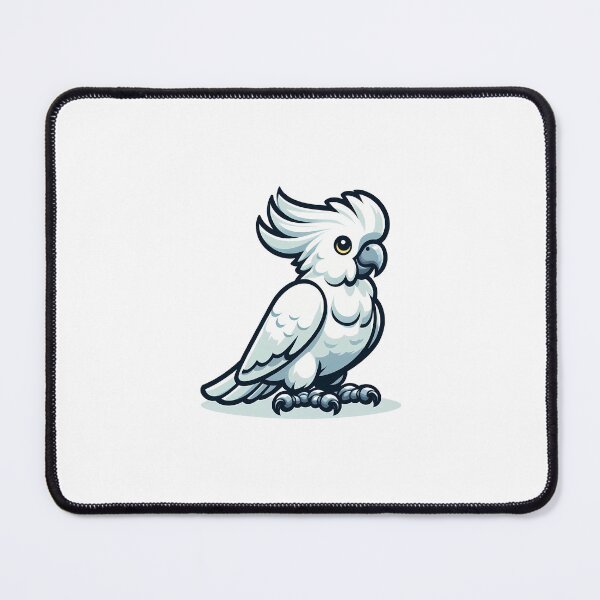 Item preview, A stylized illustration of a white parrot with a fluffy crest and expressive eyes, showcasing creativity. designed and sold by cave-canvas.