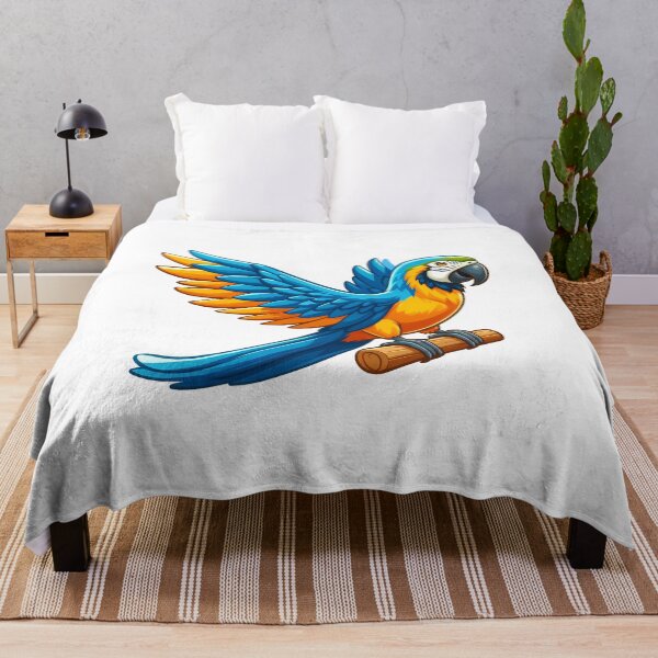 Item preview, Colorful blue and orange parrot perched on a branch, exuding a lively and cheerful demeanor. designed and sold by cave-canvas.