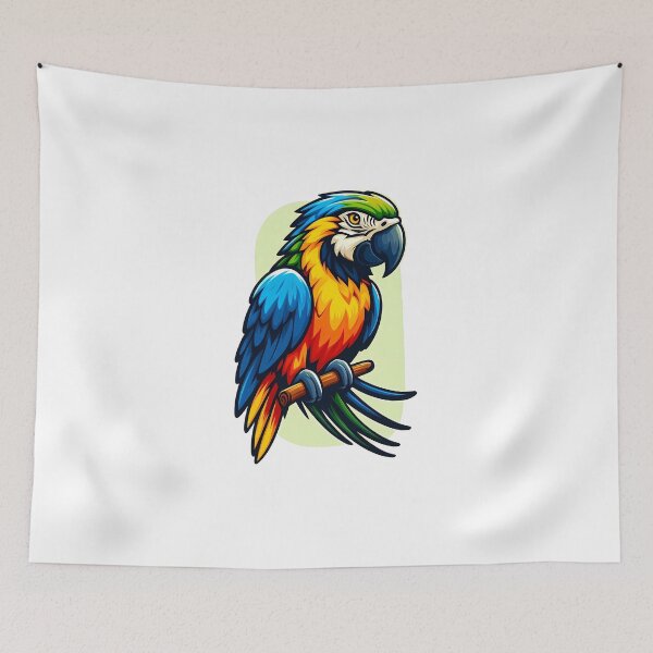 Item preview, Vibrant blue and yellow parrot perched on a branch, showcasing stunning plumage and intricate details. designed and sold by cave-canvas.