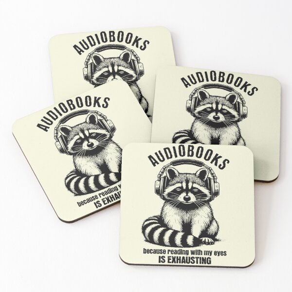 Item preview, Funny Raccoon Audiobooks Because Reading With My Eyes Is Exhausting designed and sold by Testarossi Designs.