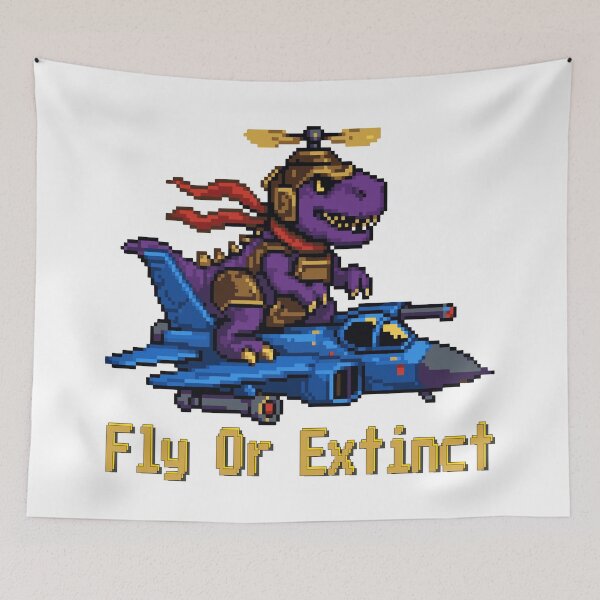 Item preview, Fly Or Extinct - Retro Pixel Art T-Rex Fighter Jet designed and sold by AmazingEG.