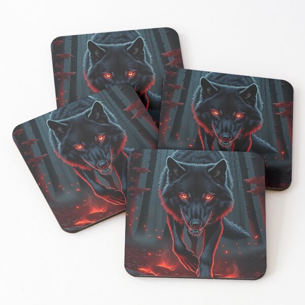 Item preview, Black Wolf with Glowing Red Eyes designed and sold by PetsArt.