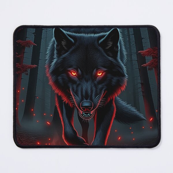 Item preview, Black Wolf with Glowing Red Eyes designed and sold by PetsArt.
