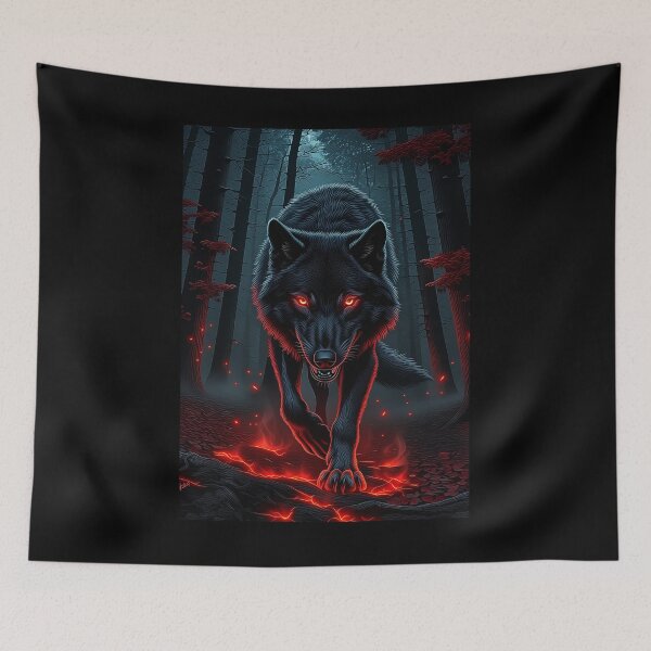 Item preview, Black Wolf with Glowing Red Eyes designed and sold by PetsArt.