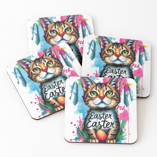 Item preview, Cat  Easter Cute with Colorful Eggs designed and sold by Sweet Dreams & Fantasia.