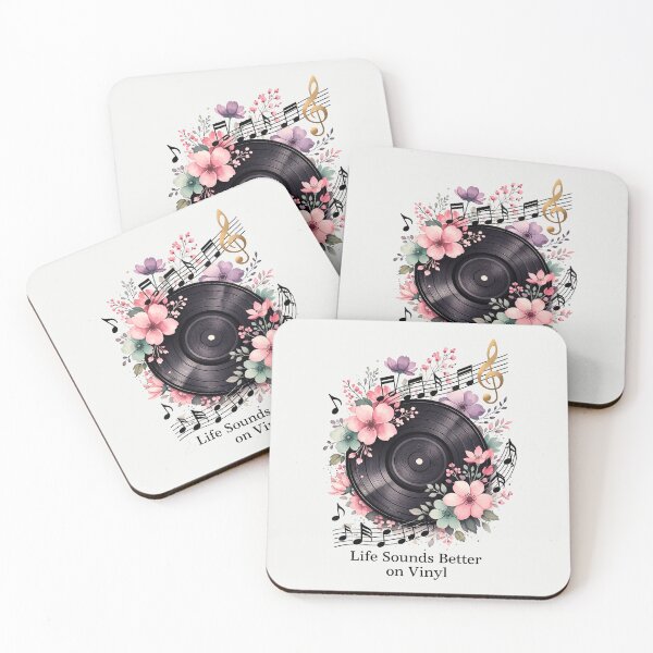 Aperçu de l'œuvre La vie sonne mieux sur vinyle - Design floral créée et vendue par PixelQ.