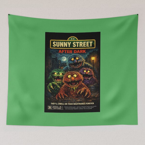 Item preview, After Dark on Sunny Street Retro Horror Monster Parody Movie Poster designed and sold by GhostDawgs.