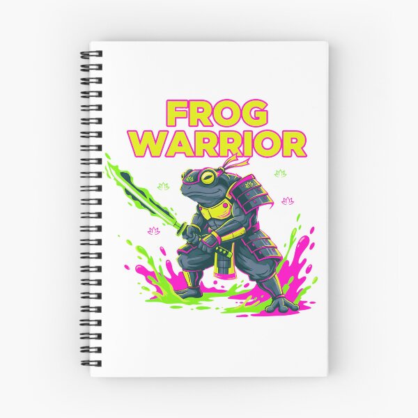 Item preview, Frog Warrior Samurai Frog Neon Cartoon Sword Fighter Design designed and sold by designleon19.