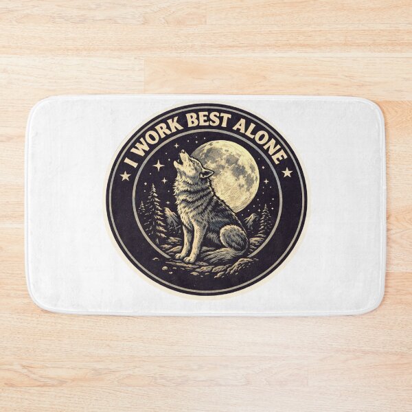 Item preview, I Work Best Alone Retro Circle Sticker — Dark Humor Wolf Moon Vintage Art designed and sold by MarchyStudio.