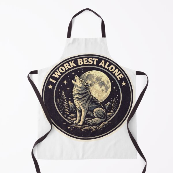 Item preview, I Work Best Alone Retro Circle Sticker — Dark Humor Wolf Moon Vintage Art designed and sold by MarchyStudio.