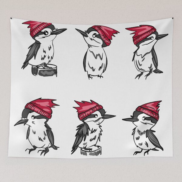 Item preview, Cute Woodpecker Sticker Pack - Birds in Red Beanies designed and sold by LYAN-STORE.
