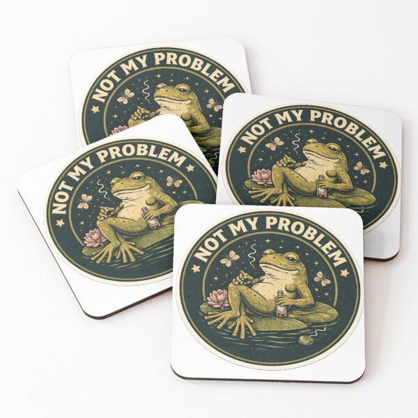 Item preview, Not My Problem Retro Circle Sticker — Dark Humor Chill Frog Vintage Art designed and sold by MarchyStudio.