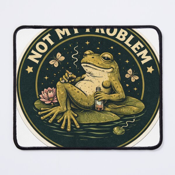 Item preview, Not My Problem Retro Circle Sticker — Dark Humor Chill Frog Vintage Art designed and sold by MarchyStudio.
