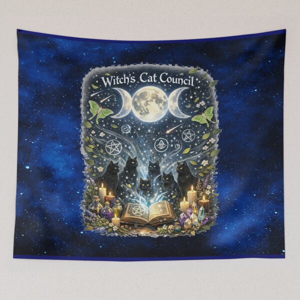 Item preview, Witch’s Cat Council – Midnight Feline Coven Under the Triple Moon designed and sold by MysticOzzy.