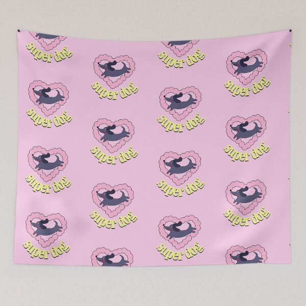 Item preview, Super Dog – Flying Dachshund Pink Heart Love Sticker designed and sold by Gelyane.