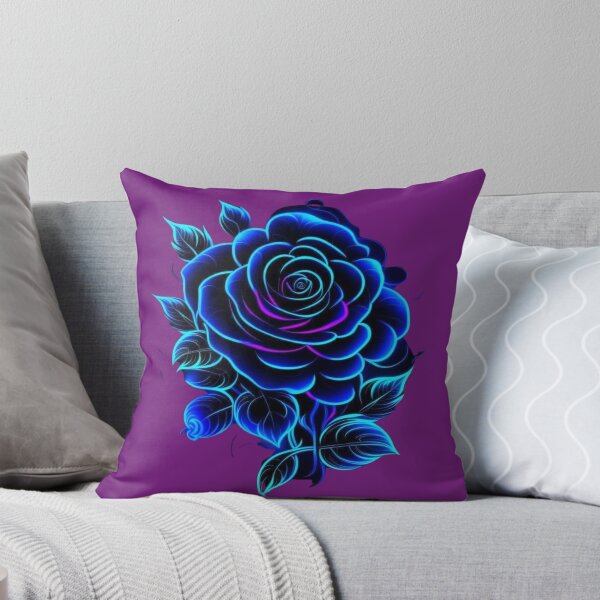 Item preview, Electric Blue Neon Rose - Glowing Line Art Botanical designed and sold by Siriusvibes.