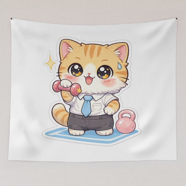 Item preview, Executive Exercise – Kawaii Orange Tabby Office Cat Workout designed and sold by ahfas86.