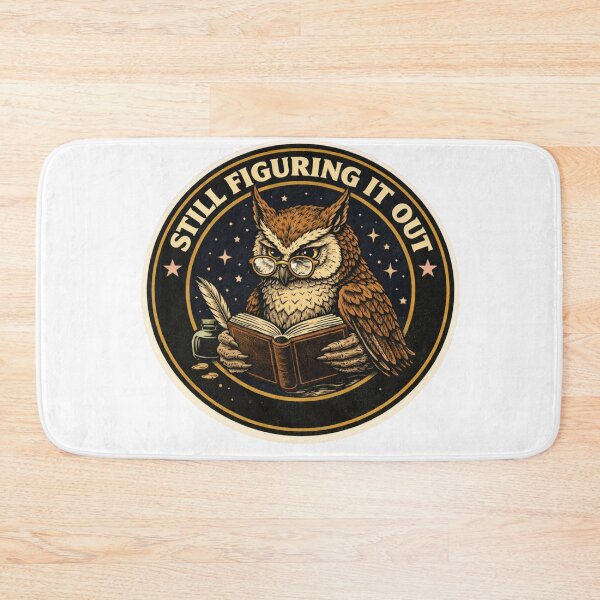 Item preview, Still Figuring It Out Retro Circle Sticker — Dark Humor Wise Owl Vintage Art designed and sold by MarchyStudio.