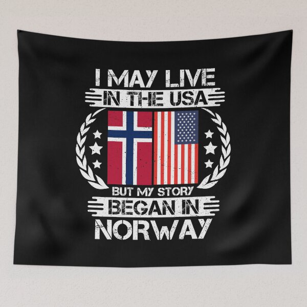 Item preview, I May Live In The USA But My Story Began In Norway designed and sold by CosmoKitsch.