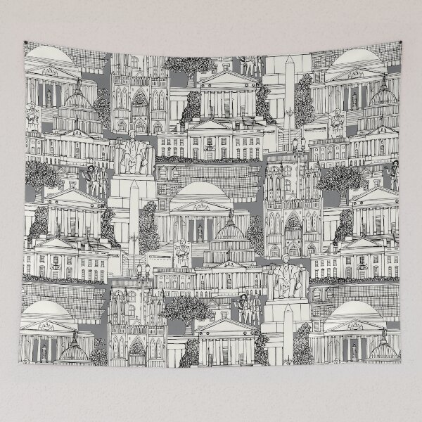 Item preview, Washington DC toile gray designed and sold by scrummy.