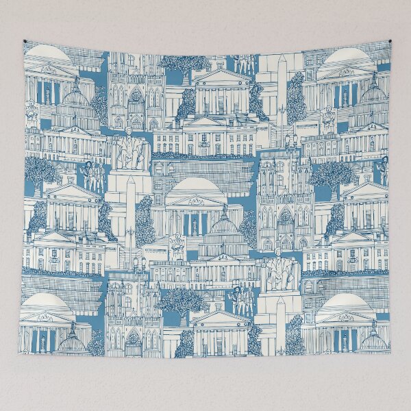 Item preview, Washington DC toile blue designed and sold by scrummy.