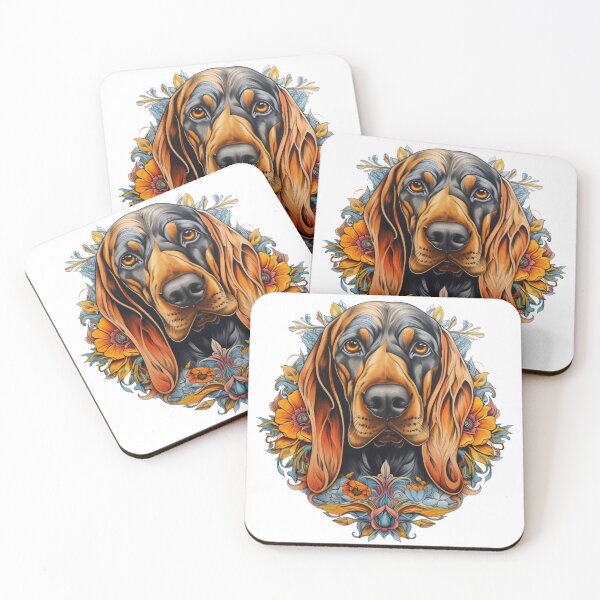 Item preview, Neo-traditional bloodhound with flowers designed and sold by MendaciousMina.