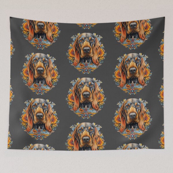 Item preview, Neo-traditional bloodhound with flowers designed and sold by MendaciousMina.