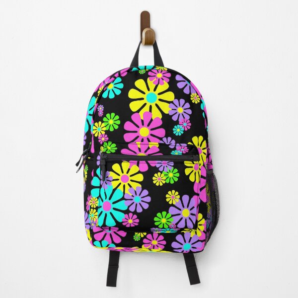 Item preview, 60's Retro Flowers Neon on Black - Mod Abstract designed and sold by MellowCat.