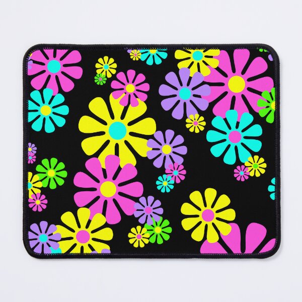 Item preview, 60's Retro Flowers Neon on Black - Mod Abstract designed and sold by MellowCat.