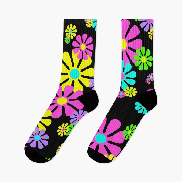 Item preview, 60's Retro Flowers Neon on Black - Mod Abstract designed and sold by MellowCat.