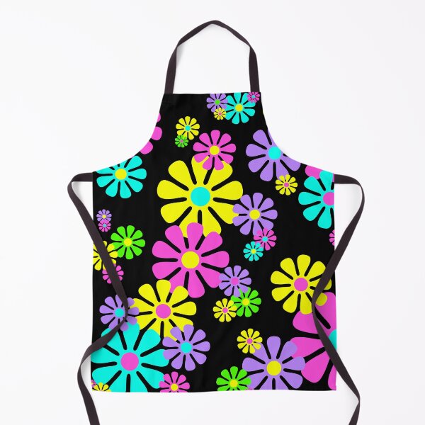 Item preview, 60's Retro Flowers Neon on Black - Mod Abstract designed and sold by MellowCat.