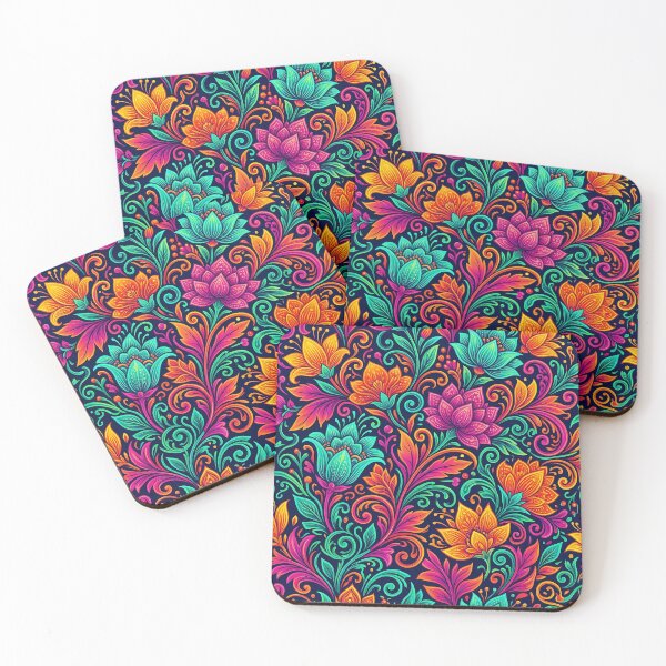 Item preview, Electric Neon Botanical Dreams All-Over Floral Pattern designed and sold by InkedHorizon.