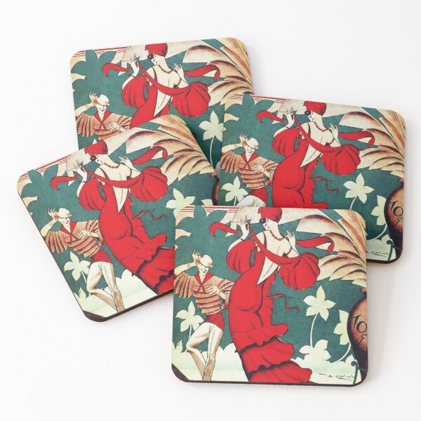 Item preview, Art Deco Illustration Tropical Dancer in Red Dress for Vintage Poster Art Lovers designed and sold by RickE.