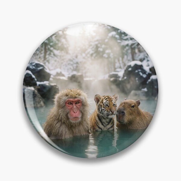 Item preview, Macaque, Tiger Cub, and Capybara Soak in Onsen designed and sold by Tridentulus.