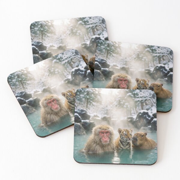 Item preview, Macaque, Tiger Cub, and Capybara Soak in Onsen designed and sold by Tridentulus.