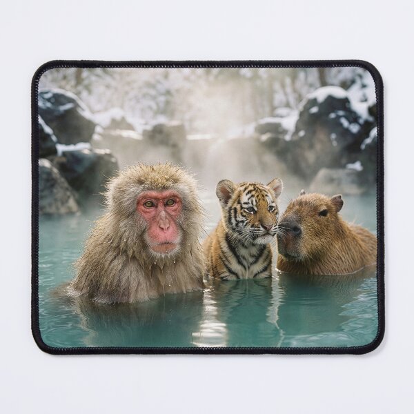 Item preview, Macaque, Tiger Cub, and Capybara Soak in Onsen designed and sold by Tridentulus.