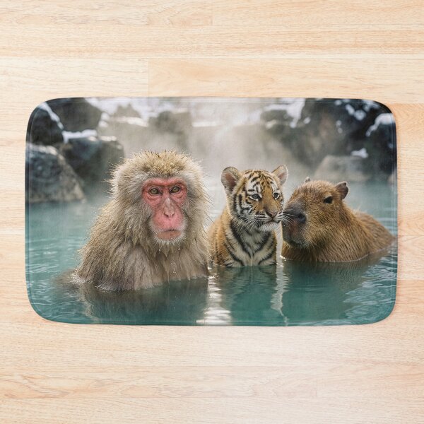 Item preview, Macaque, Tiger Cub, and Capybara Soak in Onsen designed and sold by Tridentulus.
