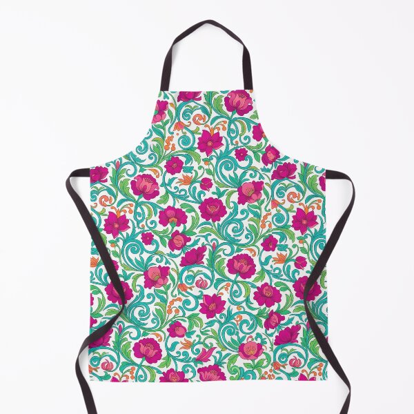 Item preview, Vibrant Magenta and Turquoise Baroque Floral All-Over Pattern designed and sold by InkedHorizon.