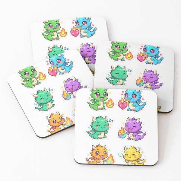 Item preview, Kawaii Baby Dragon Sticker Pack – Cute Fire Breathing Chibi Dragons designed and sold by ahfas86.