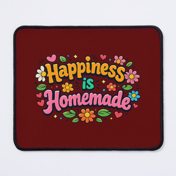 Item preview, Happiness is Homemade – Retro Floral Typography & Positive Quote designed and sold by Far Out Goods.