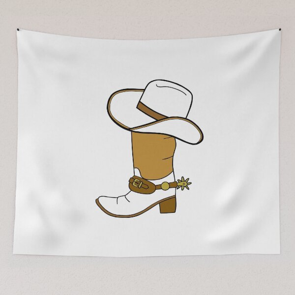Item preview, Brown And White Cowboy Boot With Spurs And Hat designed and sold by Sartoris Art.