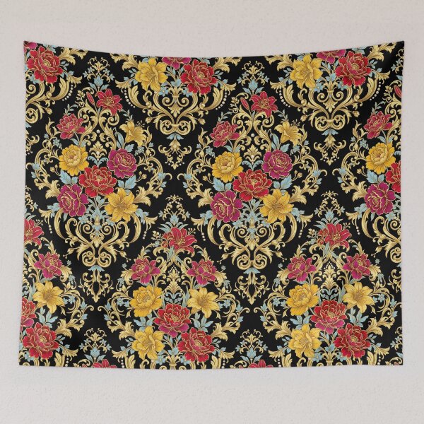 Item preview, Luxury Baroque Gold Filigree and Ruby Peony Floral Pattern designed and sold by InkedHorizon.
