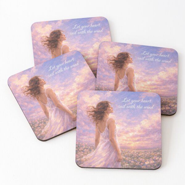 Item preview, Let Your Heart Float with the Wind (girl in a field, purple-pink tones) designed and sold by Caishi.