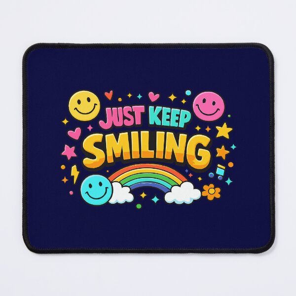 Item preview, Just Keep Smiling – Retro Rainbow 90s Kidcore Smiley Face Quote designed and sold by Far Out Goods.