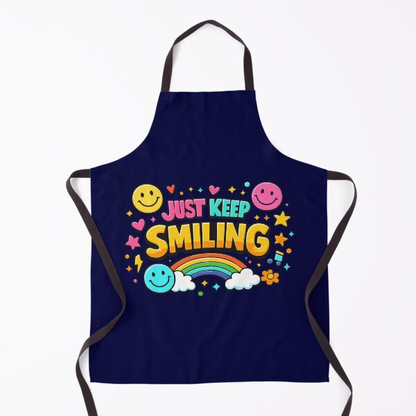 Item preview, Just Keep Smiling – Retro Rainbow 90s Kidcore Smiley Face Quote designed and sold by Far Out Goods.