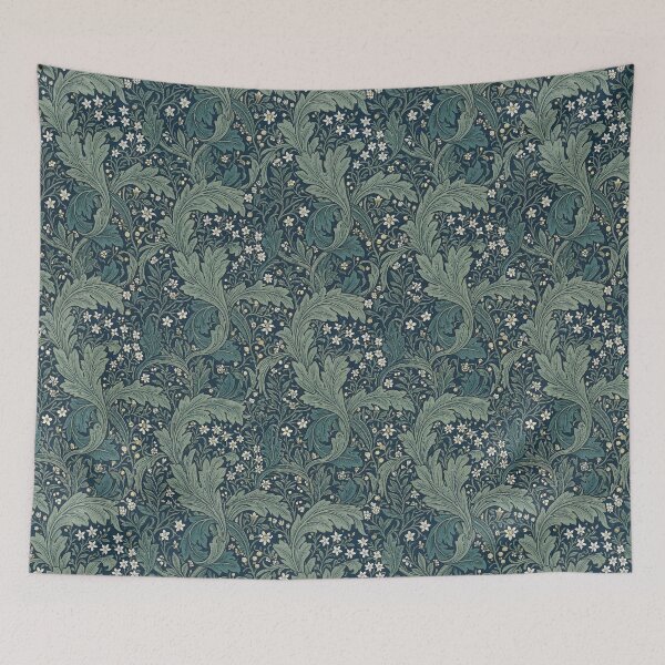 Item preview, Classic William Morris Acanthus Leaf Pattern in Moss Green and Navy designed and sold by InkedHorizon.